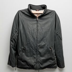 RARE Guess USA Utility Flight Jacket - Silver Hand Zipper - Black XL